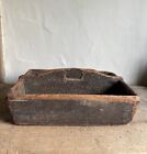 Early Antique Handmade Wooden Tote Carrier Square Nail BEST Old Paint