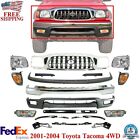 Front Bumper Chrome Complete Kit + Grille Lights For 2001-2004 Toyota Tacoma (For: 2003 Toyota Tacoma)