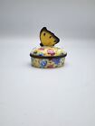 New ListingLimoges Trinket Box Vintage Purple Butterfly Hand Made Porcelain Collectable