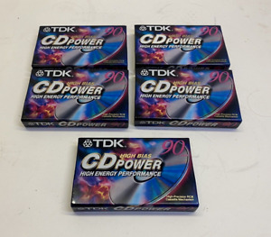 Lot of 5 TDK CD Power 90 Blank Cassette Tapes Type II High Bias / Sealed BOX 8