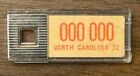 1951 North Carolina Sample DAV Tag Keychain License Plate 000 000