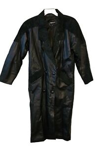 Full Length Leather Women's  Black Trench Coat Jacket New