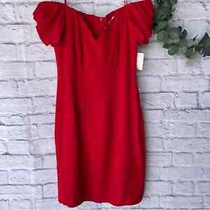 EN FRANCAIS by Huey Waltzer NWT Red Off the Shoulder Cocktail Vntg Dress size 10