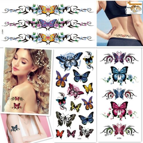 3 Sheets /Set Temporary Tattoo Stickers Waterproof Butterfly Flower Arm Body Art