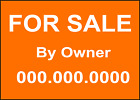 FOR SALE BY OWNER 000.000.0000 | Adhesive Vinyl Sign Decal