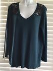 Torrid Teal Lightweight Sweater Pullover  With Lace Detail Size 2 (2X)