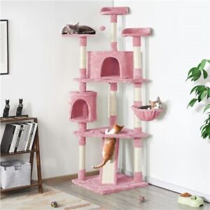 79in Large Cat Tree, Multi-Level Cat Tower w/ Condos & Scratching Posts & Ramp