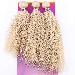 Blonde Afro Kinky Curly Hair Weave Extensions High Temperature Synthetic #613
