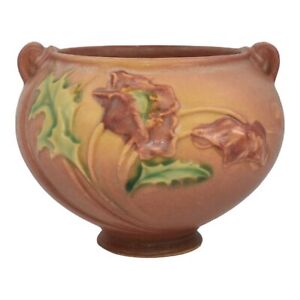 Roseville Poppy Pink 1938 Art Deco Pottery Ceramic Jardiniere Planter 642-3