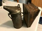 Vintage Bee Hive Smoker Metal Can, Leather Billows
