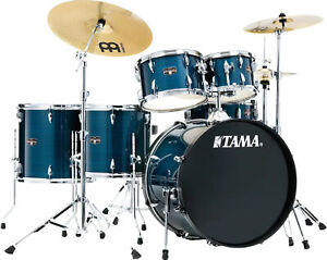Tama Imperialstar IE62C 6-Piece Complete Drum Set, Hairline Blue w/ Hardware and