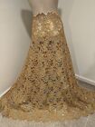Gold Corded Embroidery Sequins Lace Fabric 50” Width Sold By Yard