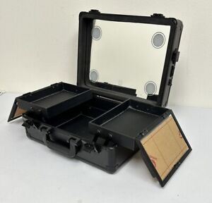 Portable Makeup Train Case Jewelry Box Cosmetic Organizer w/4 LED Light & Mirror