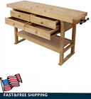 Wood Workbench w/4 Drawer for Garage Workshop Woodworkers Tool Storage Chest