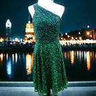 Halston Heritage Womens Emerald Cheetah Print A-line Ruched Dress Size 6