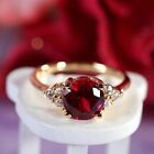2.2Ct Round Cut Lab Created Red Garnet Anniversary Wedding 14K Rose Gold FN Ring