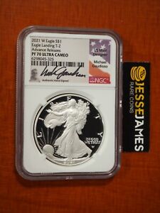 2021 W PROOF SILVER EAGLE NGC PF70 MICHAEL GAUDIOSO SIGNED ADVANCE RELEASES T-2