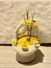VINTAGE PORCELAIN PIN Cushion Ceramic Basket with Yellow Flowers