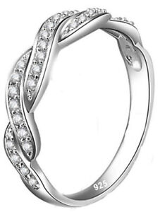 Real 925 Sterling Silver Womens Engachment Wedding  Ring or Band Cubic Zirconia