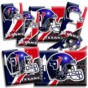 HOUSTON TEXANS FOOTBALL TEAM LIGHT SWITCH OUTLET WALL PLATES MAN CAVE ROOM DECOR