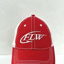 FLW Fishing League Worldwide Hat Cap Trucker Red Mesh Back Adj Snapback OSFM