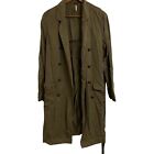 Free People Lightweight Trench Coat Duster Military Army Green Belted Small