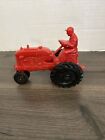Vintage Barr Rubber Products Plastic Tractor Toy Sandusky Ohio red w black tires