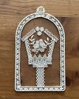 VTG Arch Lace Window Wall Hanging Love Birds Cage Cottagecore Metal Frame Decor