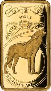 2021 Germany Wolf Pure Gold Bar 9999 Proof Coin Fauna WWF Wildlife Red Book