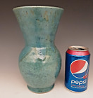 Vintage North Carolina Art Pottery Owens Blue Green Double Drip Glaze 8.75