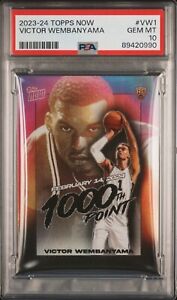 2023-24 Topps Now 1000th Point PSA 10 RC Victor Wembanyama Gem Mint Rookie VW1