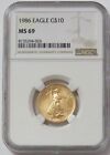 1986 GOLD $10 AMERICAN EAGLE 1/4 OZ NGC MINT STATE 69