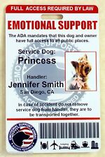 EMOTIONAL SUPPORT ANIMAL (ESA) ID BADGE  SERVICE DOG ID CARD  0ES