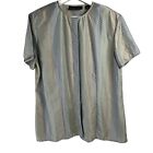 Vtg Ellen Tracy Linda Allard Size 16 Silk Shirt Blouse Short Sleeve Button Front