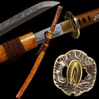 Japanese Samurai Katana Wakizashi Sword Clay Tempered L6 Steel Full Tang Sharp