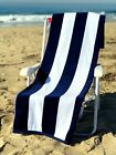 100% Cotton Premium Quality Large Beach Yacht Towel Soft Cabana Navy Blue 32x70