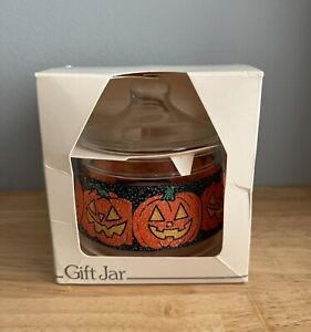 Vintage Indiana Glass Halloween Candy Jar Dish With Lid - Made In USA - In Box