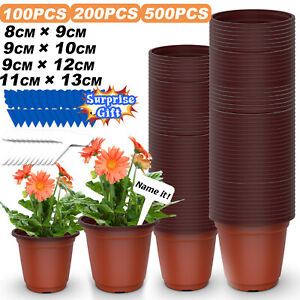 100-500 PCS Plastic Plant Flower Pot Nursery Seedlings Pot Container With Labels