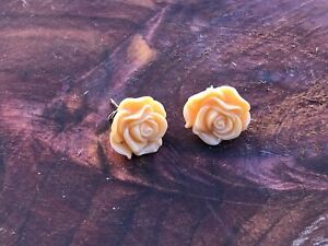 Peach Flower Stud Earrings