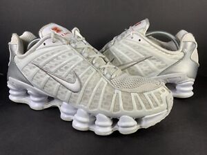 Nike Shox TL White Metallic Silver Grey Mens Size 9.5 AV3595-100 Sneaker