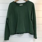 Pact Women’s 100% Organic Cotton Cropped Raw Hem Sweatshirt Size S Green Comfy