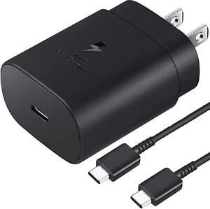 25w Type USB-C Super Fast Wall Charger+ 1 M Cable For Samsung Galaxy S23 S22 S21