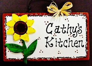 SUNFLOWER Personalized KITCHEN Name SIGN Wall Art Decor Country Crafts Plaque