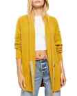 FREE PEOPLE Yellow Eucalyptus Boucle Long Duster 4-Button V-Neck Cardigan S 4/6