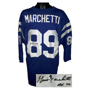 Gino Marchetti signed Blue TB Custom Stitched Jersey HOF 3/4 Sleeve - JSA Holo