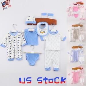 Newborn Baby Clothes Set Unisex Infants Romper Top Pyjama Shirt Outfits Set 0-3M