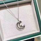 Moon&star Shape Necklace Pendant Unique Cubic Zircon 925 Silver Women Jewelry