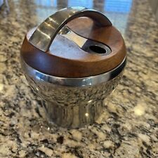 Nambe MCM Bulbo Stainless steel Coffee Tea Canister, Acacia Wood Lid w Scoop