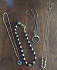 Vintage Jewelry Lot Of 4 Necklaces Goldtone, Copper, Turquoise, Glass Beads J1