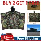 US Military Woodland Ripstop Wet Weather Raincoat Poncho Camping Hiking Camo NEW